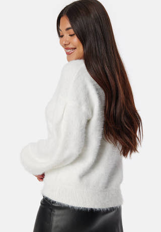 Fluffy Knitted Pearl Cardigan