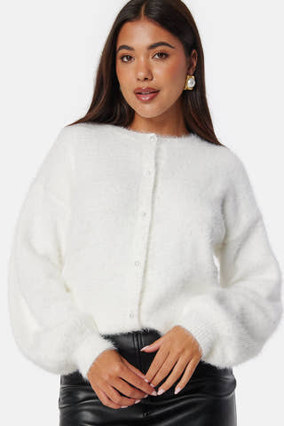 Fluffy Knitted Pearl Cardigan