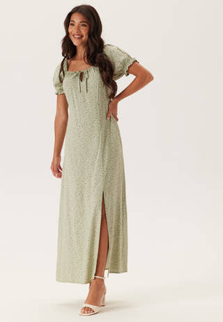 Front Tie Long Viscose Dress