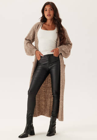 High Waist Slim Coated Jeans