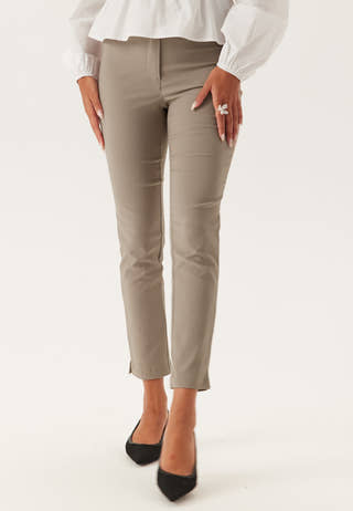 High Waist Stretchy Cropped Slit Trousers
