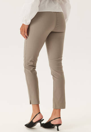 High Waist Stretchy Cropped Slit Trousers