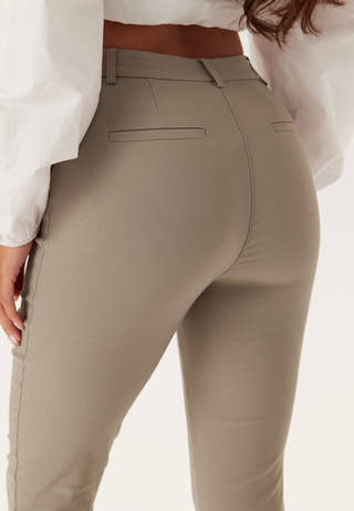 High Waist Stretchy Cropped Slit Trousers