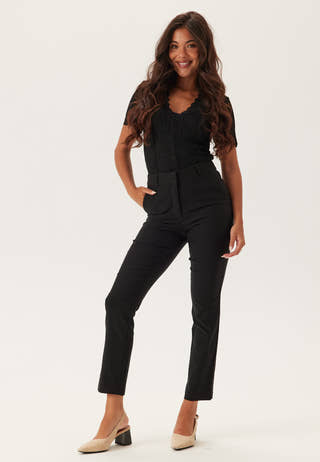 High Waist Stretchy Front Pocket Trousers