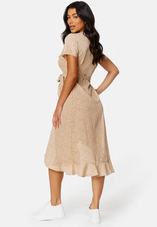 Flounce Midi Wrap Dress