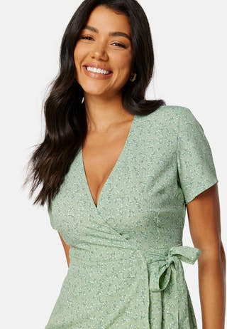 Flounce Midi Wrap Dress