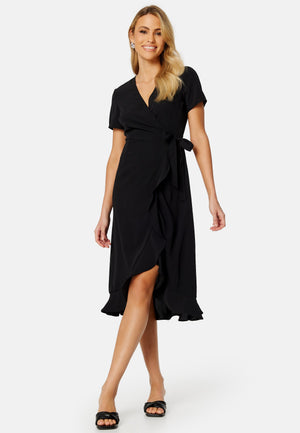 Flounce Midi Wrap Dress