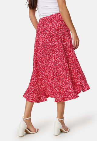 Flounce Midi Wrap Skirt