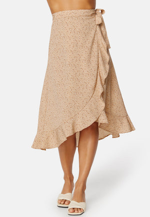 Flounce Midi Wrap Skirt