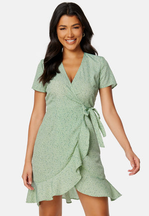 Flounce Short Wrap Dress