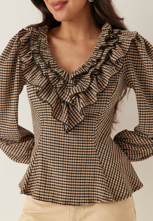 Jersey  Frill Peplum Blouse