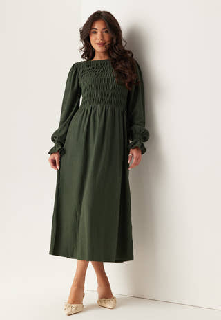 Structure Long Sleeve Midi Dress