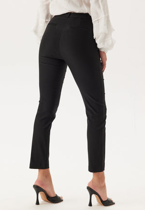 High Waist Stretchy Ankle Slit Trousers