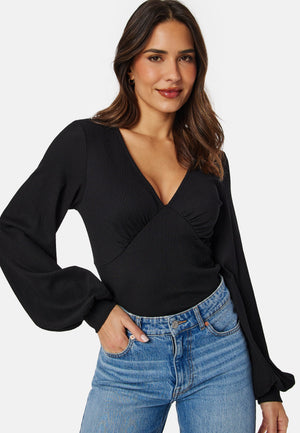 V-neck Puff Sleeve L/S Top