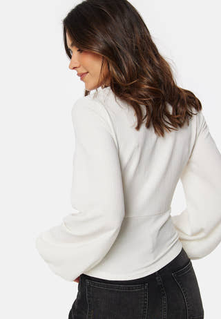 V-neck Puff Sleeve L/S Top