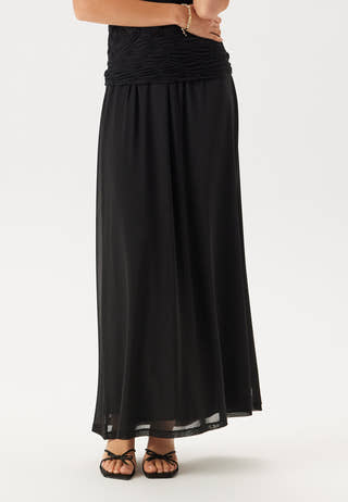 Mesh Wide Maxi Skirt