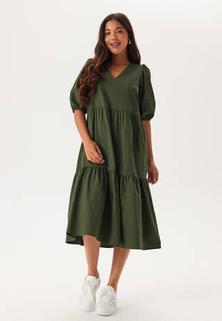 Midi Puff Sleeve Dress