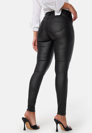 Mid Waist Push-Up Coated Jeans