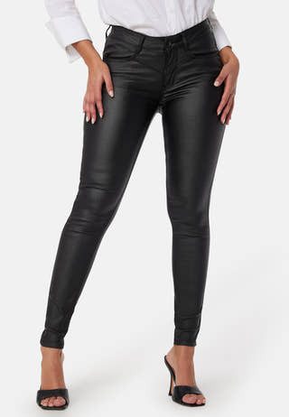 Mid Waist Push-Up Coated Jeans