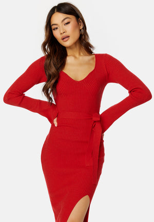 Slit Knitted Midi Dress