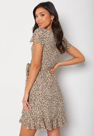 Naomi wrap mini flounce dress