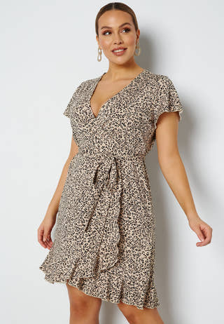 Naomi wrap mini flounce dress