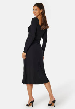 Rushed Square Neck Midi Dress