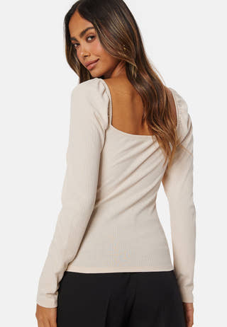 Square Neck Long Sleeve Top