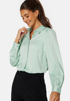 Satin Puff Sleeve Shirt