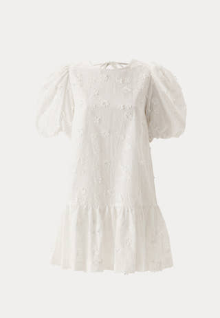 3D Embroidered Puff Sleeve dress