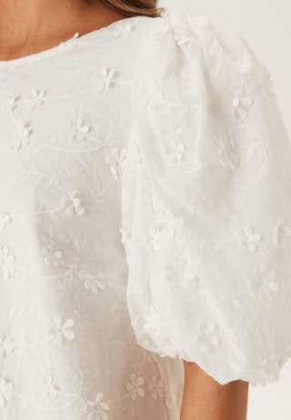 3D Embroidered Puff Sleeve dress