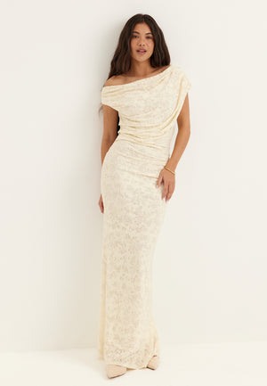 Asymmetric Draped Burnout Maxi Dress