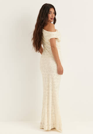 Asymmetric Draped Burnout Maxi Dress