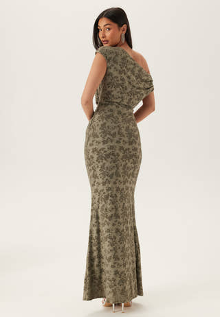 Asymmetric Draped Burnout Maxi Dress