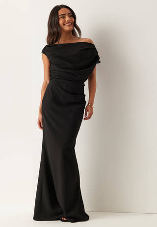 Asymmetric Draped Maxi Dress
