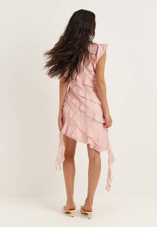 Asymmetric Frill Short Dress