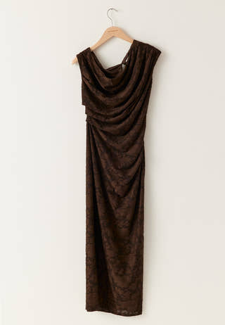 Asymmetric Jacquard Stretch Ankle Dress