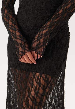 Asymmetric Lace Maxi Dress