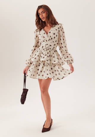 Balloon Sleeve Short Flounce Dress