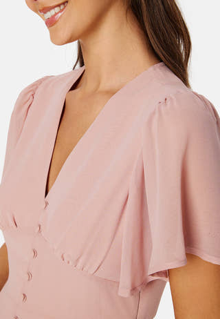 Butterfly Sleeve Button Gown