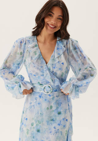 Belted Chiffon Midi Dress