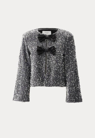 Bow Sequin Velvet Jacket