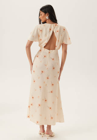 Butterfly Sleeve Ankle Dress
