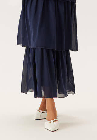 Butterfly Sleeve Flounce Dress