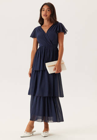 Butterfly Sleeve Flounce Dress