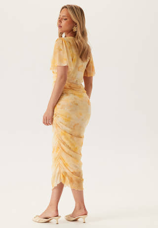 Butterfly Sleeve Mesh Ankle Dress