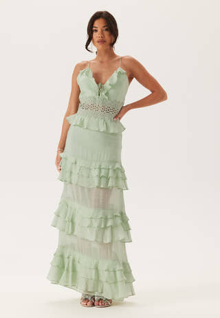 Crochet Waist Flounce Maxi Dress