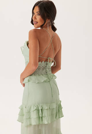 Crochet Waist Flounce Maxi Dress