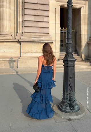 Crochet Waist Flounce Maxi Dress
