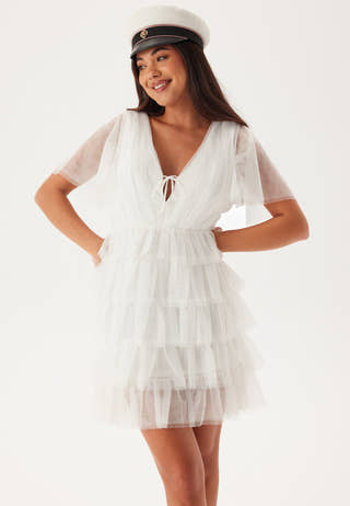 Deep V-neck Tulle Dress